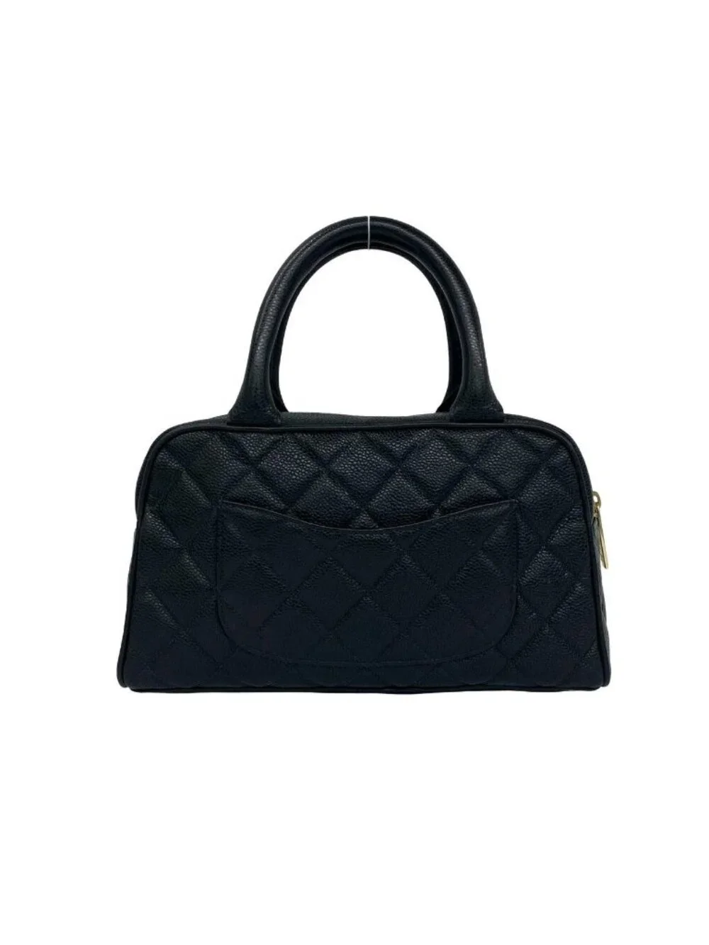Chanel CC Logo Caviar Leather Mini Boston Bag Black